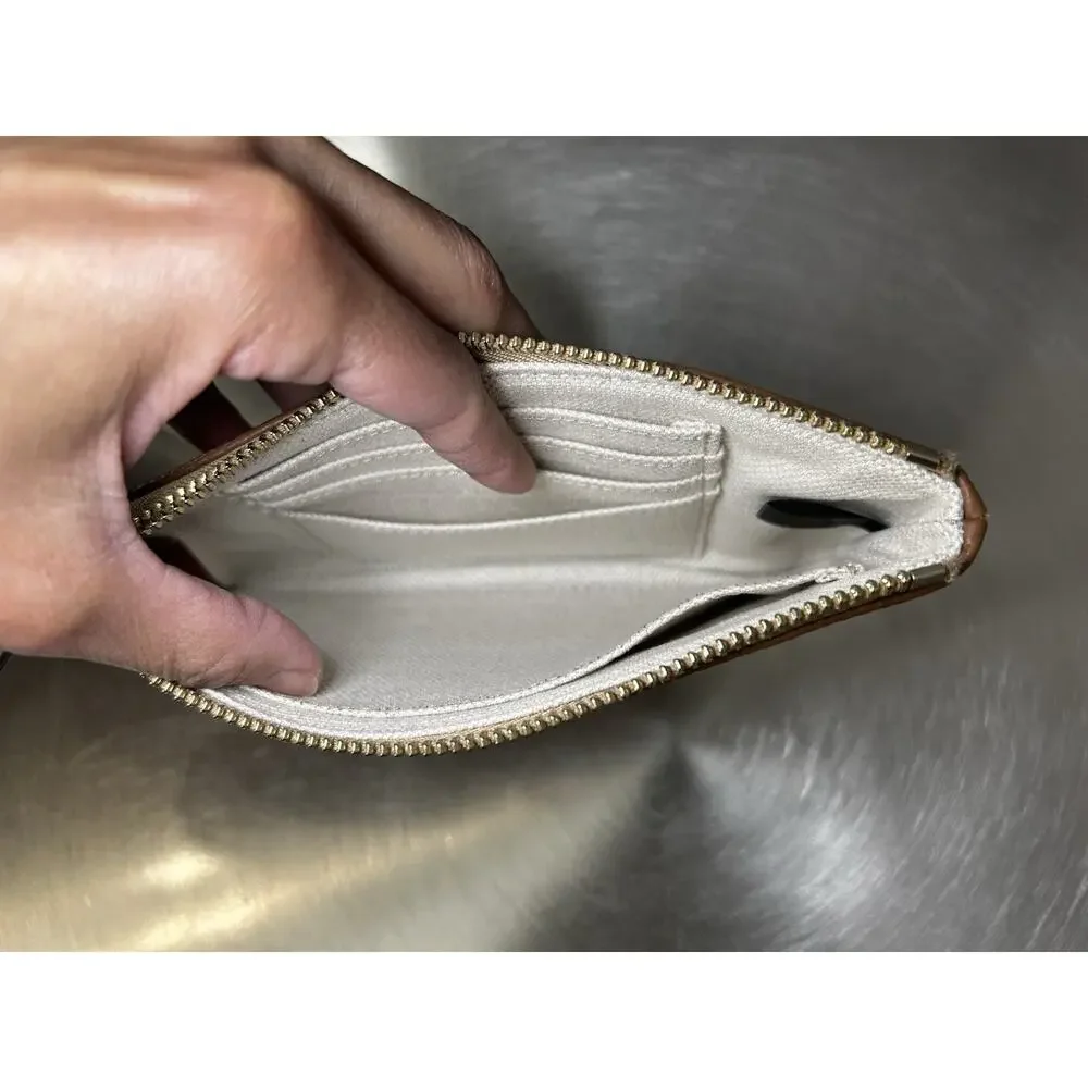 Dooney & Bourke Pebble Grain Large Wristlet Caramel Brown Leather Clutch Wallet